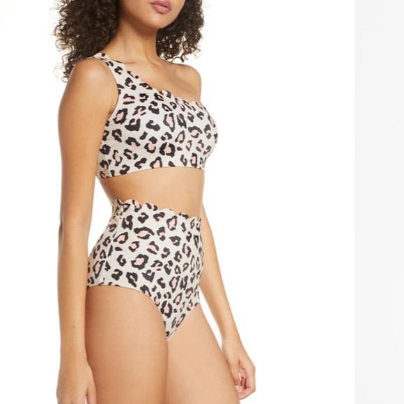 NWT Chelsea28 Beige Leopard High Waist Bikini Set - Picture 2 of 8